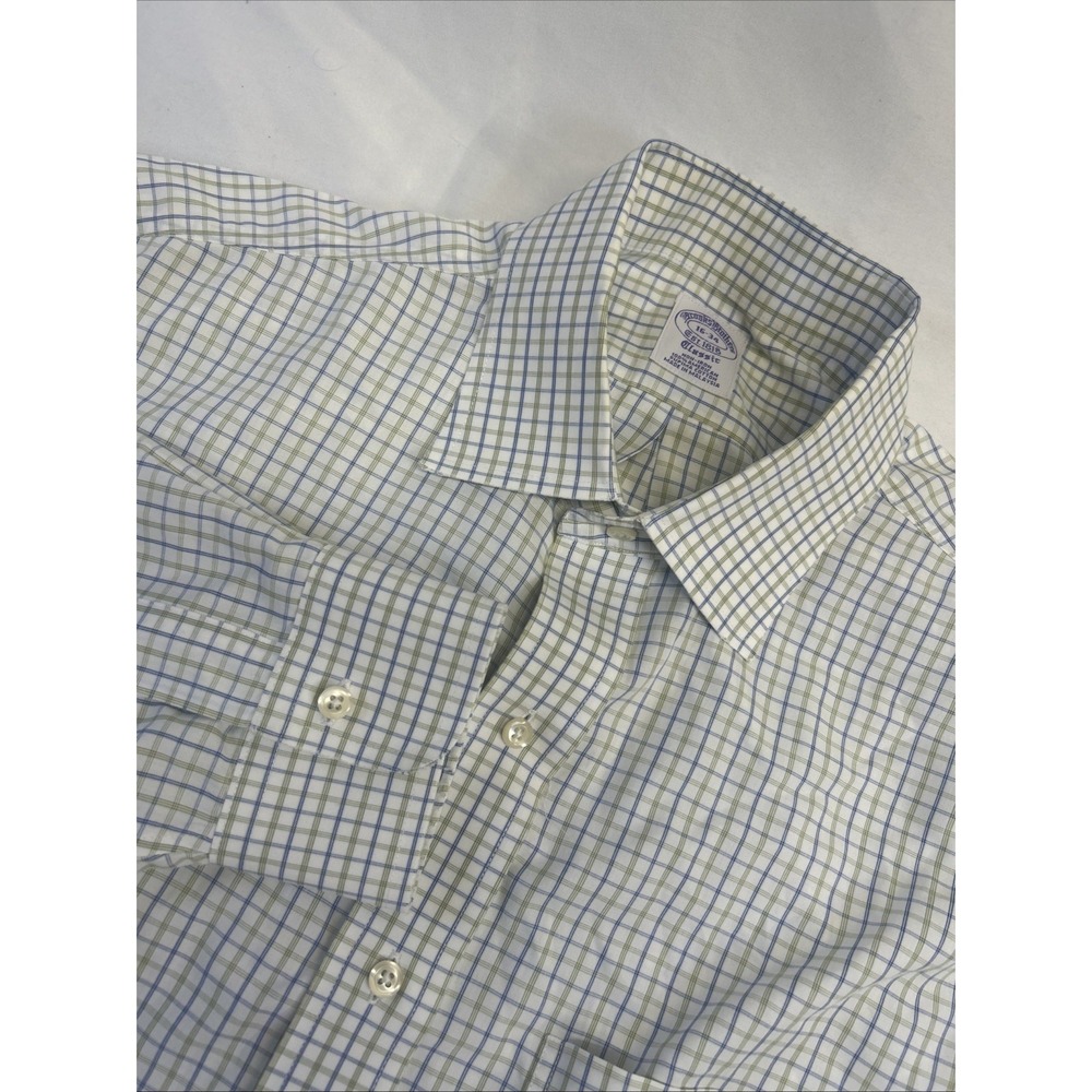 Brooks Brothers Blue Green Long Sleeve Button Up Plaid Classic Shirt Men's 16-34